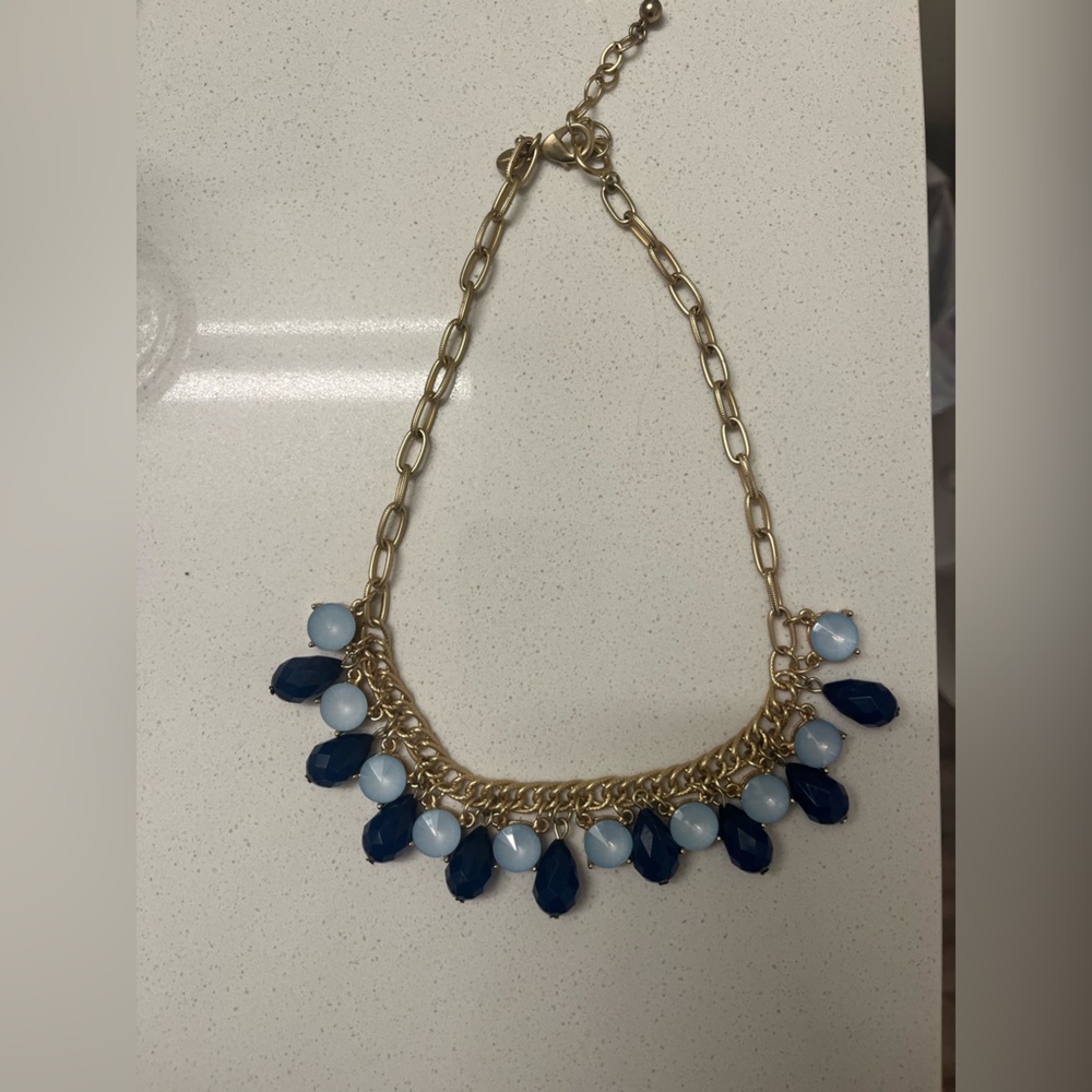 Talbots Gold-Tone Necklace with Dark Blue and Light Blue Beads - Picture 4 of 4